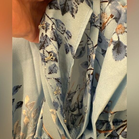 NWOT BRONX ADN BANCO BEDOUIN BLUE POPPY SHORT DRESS Floral Wrap Dress - Picture 14 of 15